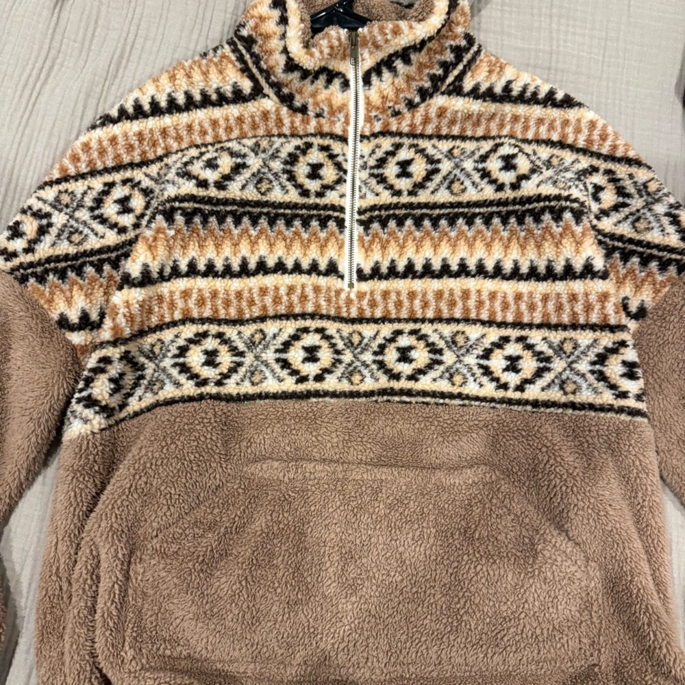 Entry Tan and Black Patterned Women's Hoodie